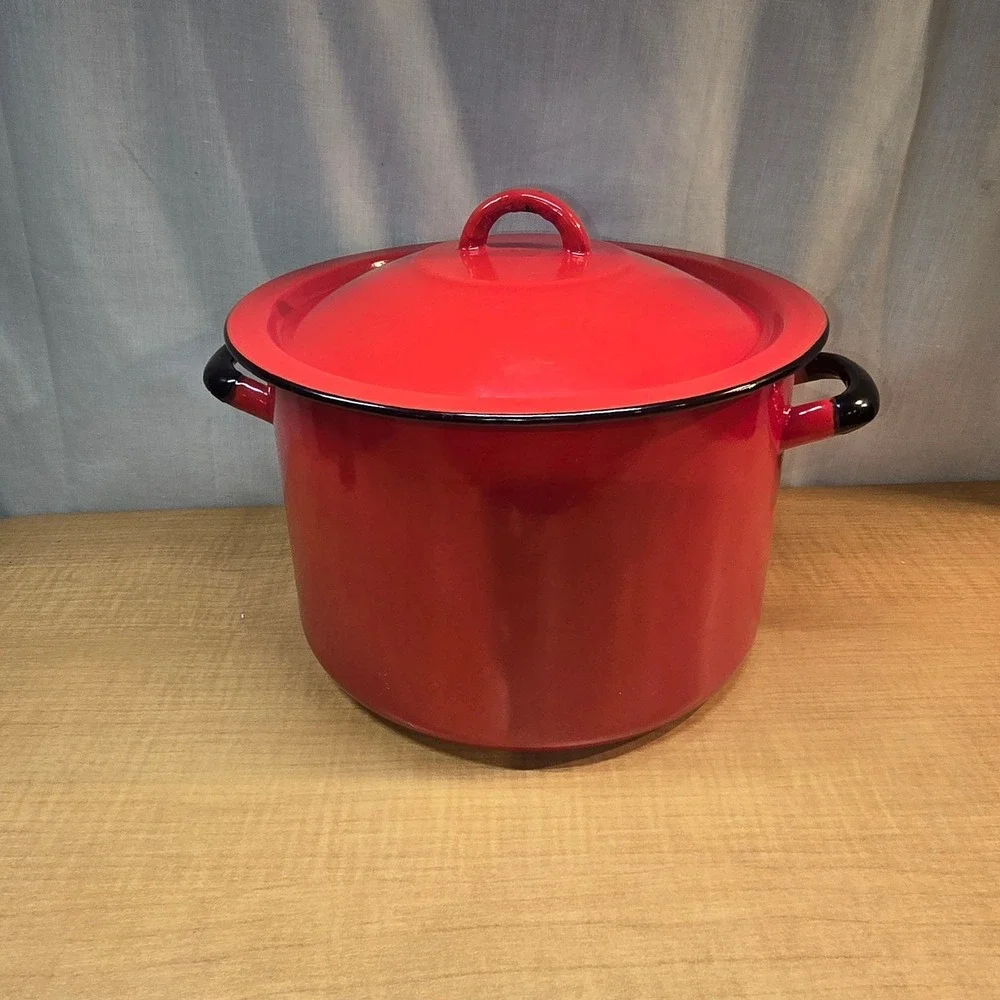 Vintage Enamelware Made in Poland Large‎ Red 7